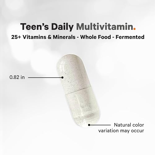 Codeage Teen’s Daily Multivitamin Supplement, 25+ Vitamins & Minerals for Teenage Boys & Girls, Organic Whole Foods Vitamins for Teenagers, Vitamin A, B, C, D, E, K, Omega-3, 60 Ct