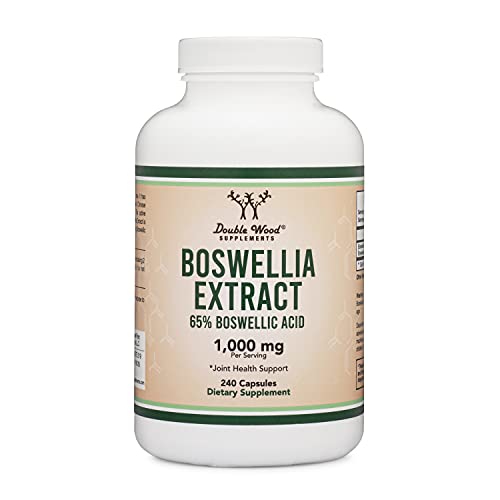 Boswellia Serrata - 240 Capsules (Max Strength 1,000mg of 65% Boswellic Acid Extract) Boswellia Extract Capsules (Joint Support Supplement for Joint Health) Third Party Tested by Double Wood