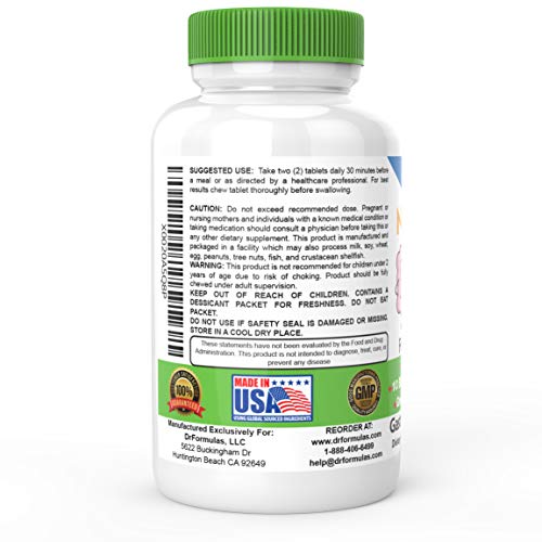 DrFormulas Chewable Probiotics for Kids & Adults | for Oral Dental Health, Bad Breath, & Better Digestion 20 Multi Strain - S boulardii, Lactobacillus plantarum and Bifidobacterium infantis, 60 Chews