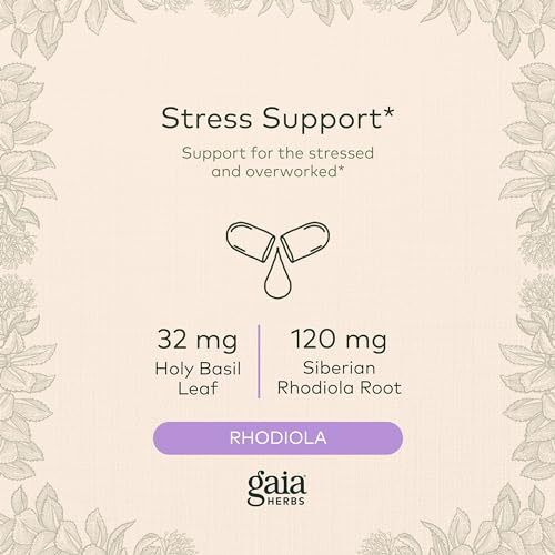 Gaia Herbs Adrenal Health Daily Support - with Ashwagandha, Holy Basil & Schisandra - Herbal Supplement to Help Maintain Healthy Energy and Stress Levels - 120 Liquid Phyto-Capsules (120 Count)