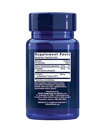 Life Extension Theanine XR™ Stress Relief – L-Theanine – Promotes a Calm Response to Daytime Stress – Non-GMO, Gluten-Free, Vegetarian – 30 Tablets