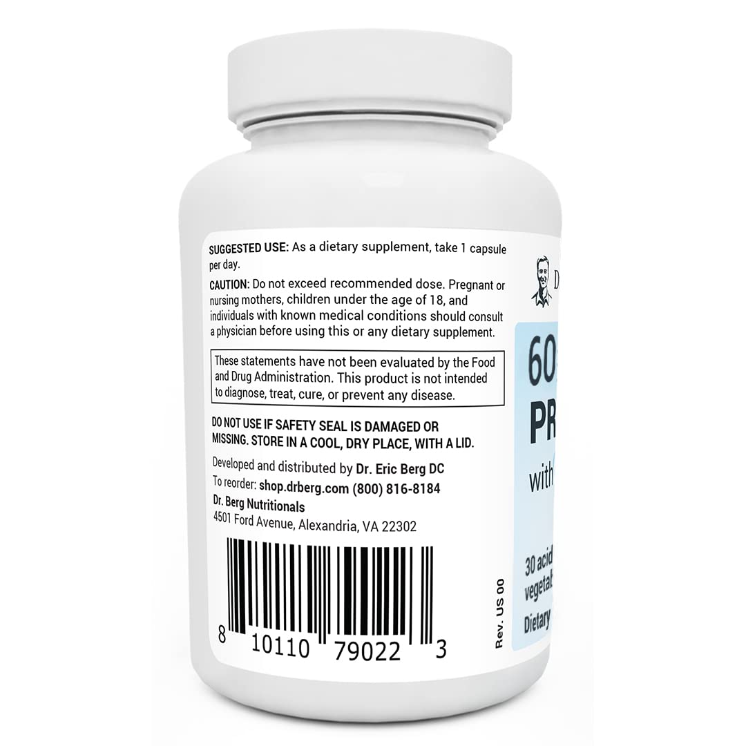 Dr. Berg 60 Billion Probiotic Supplement for Men & Women’s Gut Health – Pre and Probiotics for Digestive Health – Probiotics for Men Digestive Health - 30 Probiotic Capsules