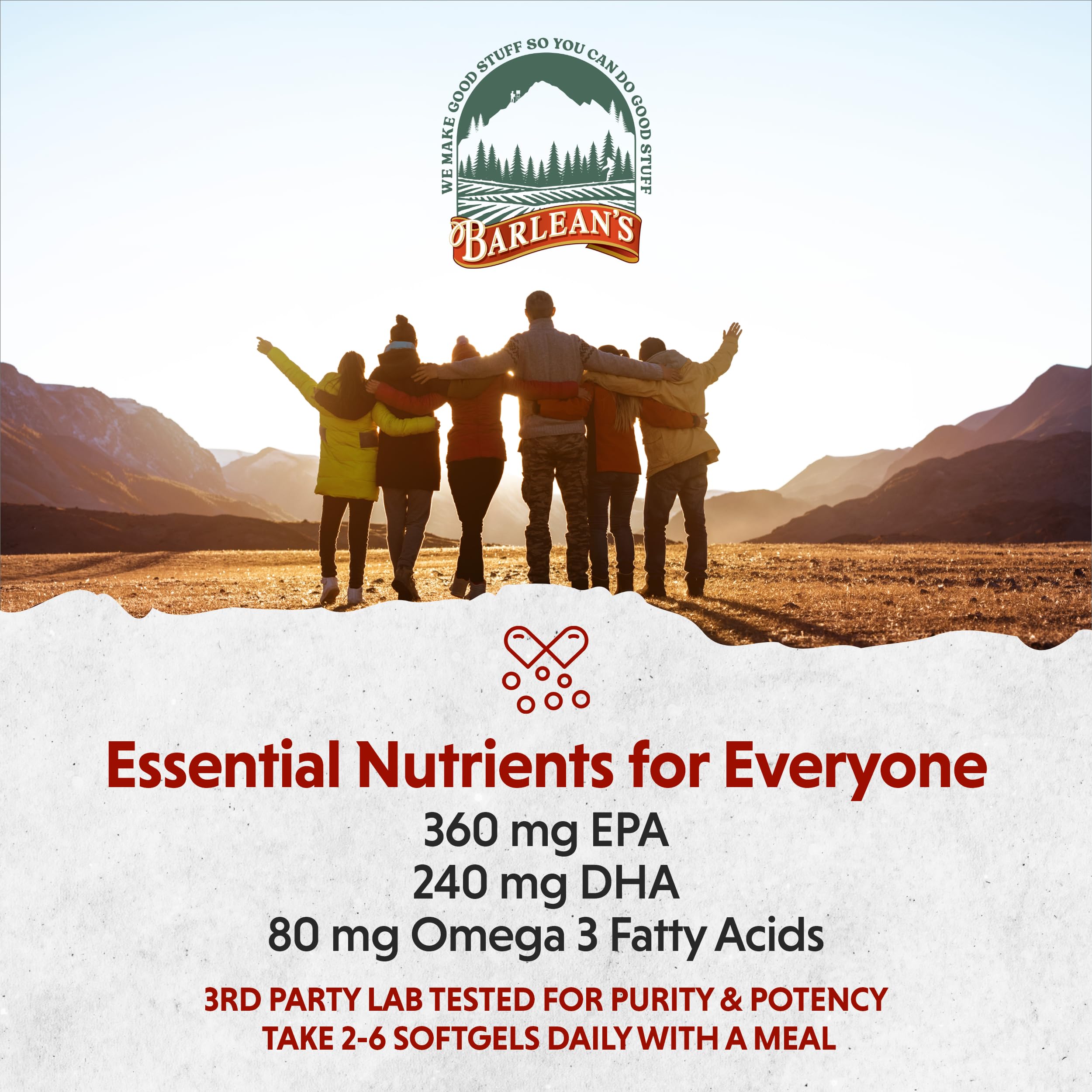 Barlean's Fish Oil Omega 3 Supplement, EPA & DHA Fatty Acid Softgels for Joint, Brain, & Heart Health, 1000mg Orange Flavored Fish Oil Pills, 100 Count