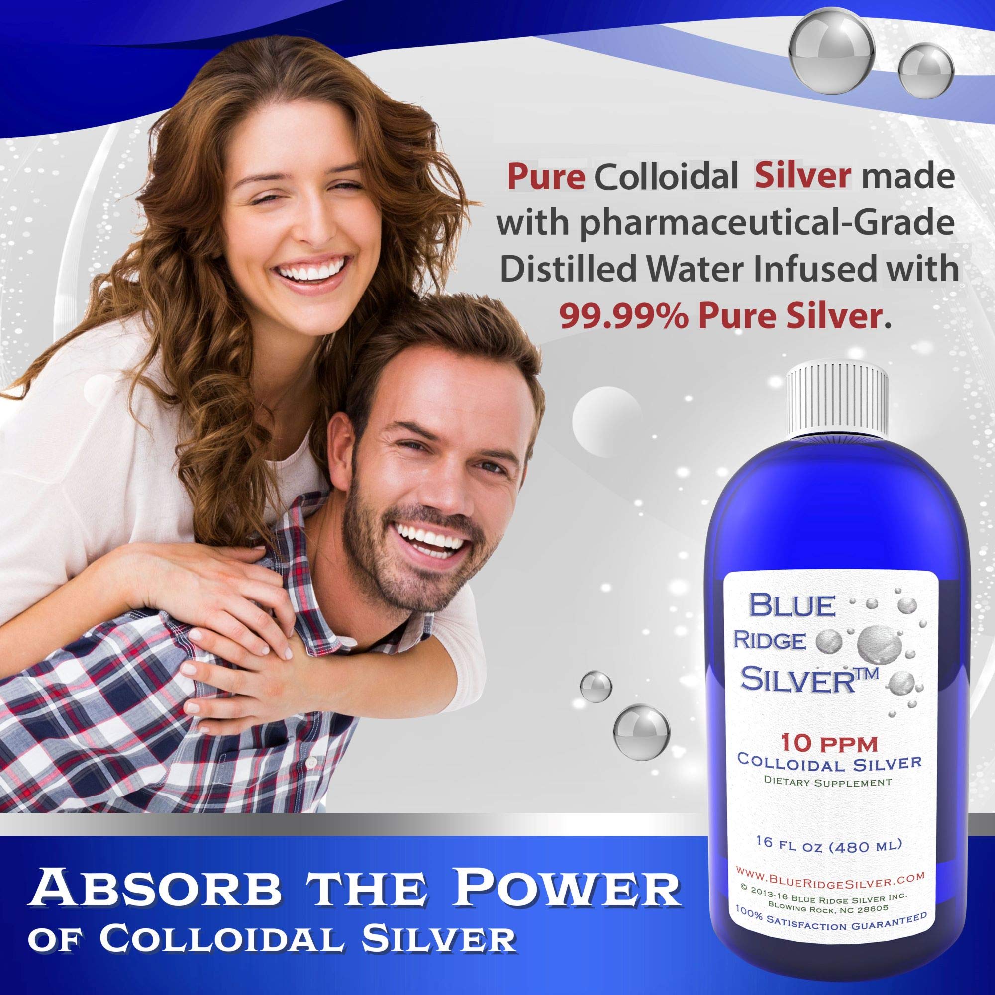 Blue Ridge Silver - 10 ppm 16 oz Colloidal Silver Natural Immune Support Health Supplement