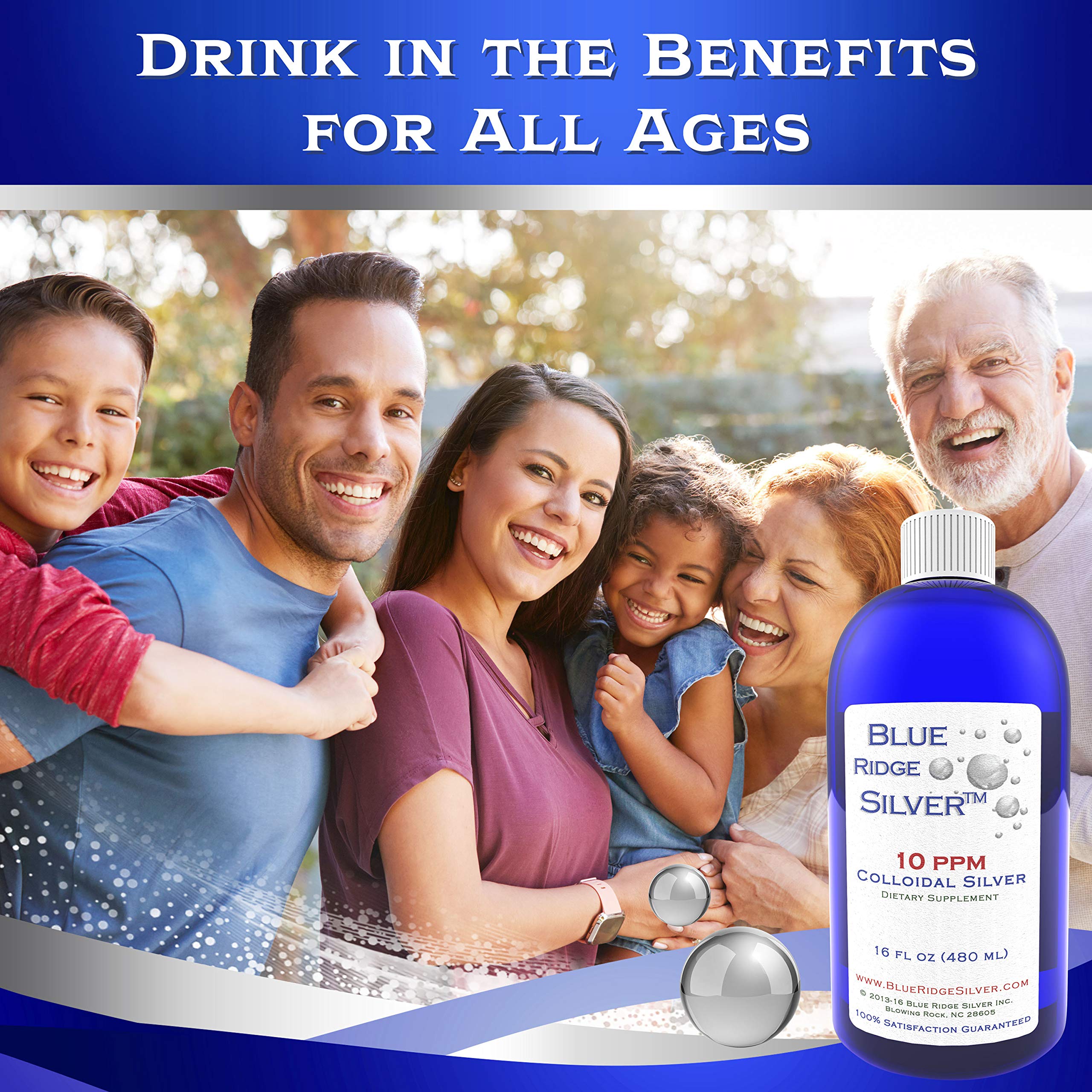 Blue Ridge Silver - 10 ppm 16 oz Colloidal Silver Natural Immune Support Health Supplement