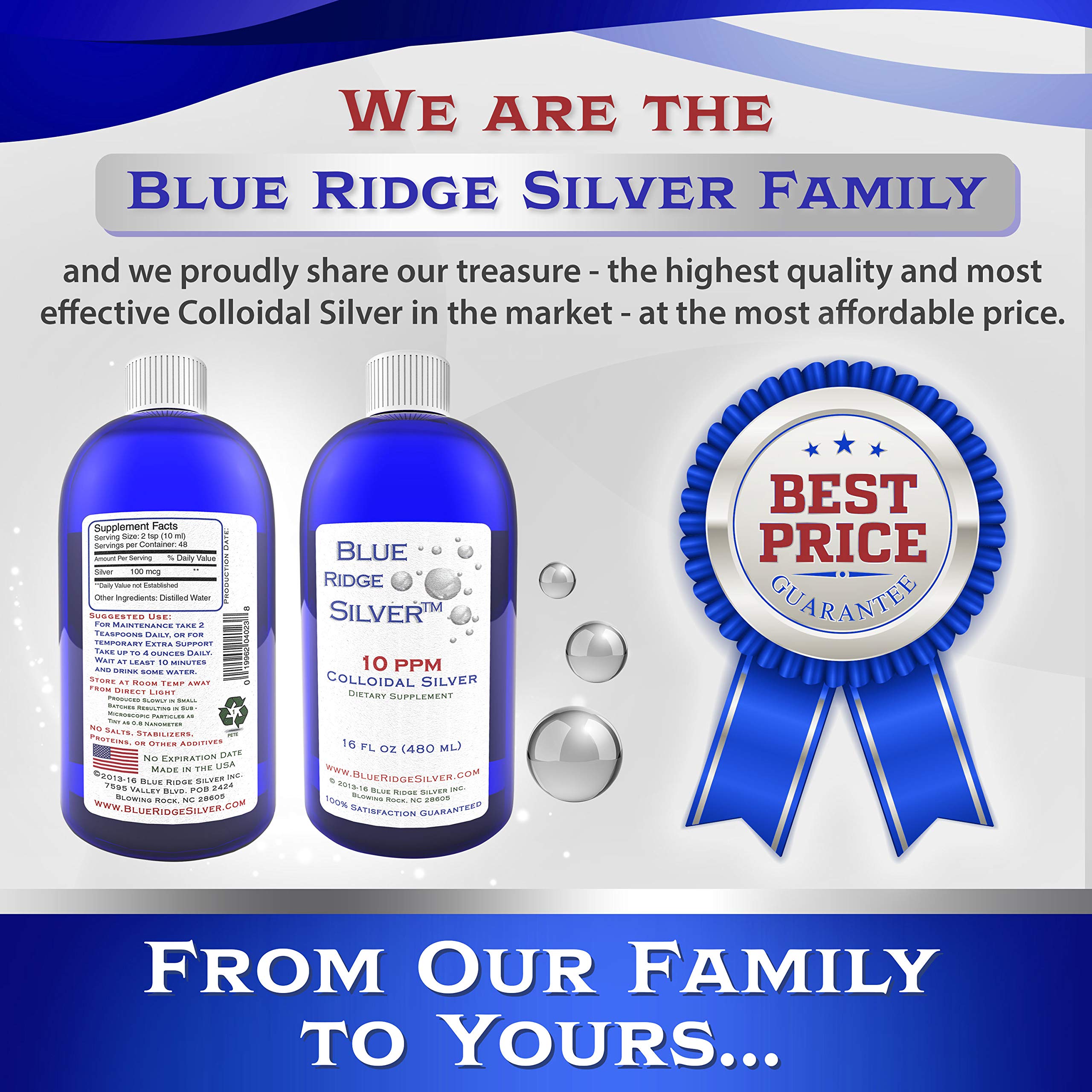 Blue Ridge Silver - 10 ppm 16 oz Colloidal Silver Natural Immune Support Health Supplement